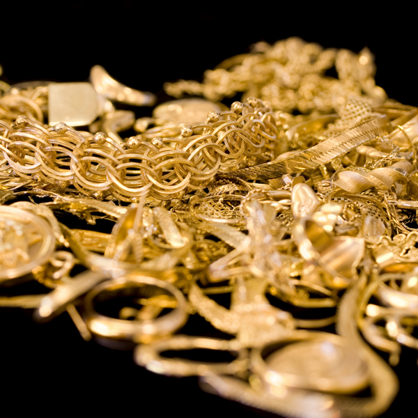 Gold jewelry brought in to sell at Brownlee Jewelers in Charlotte, NC